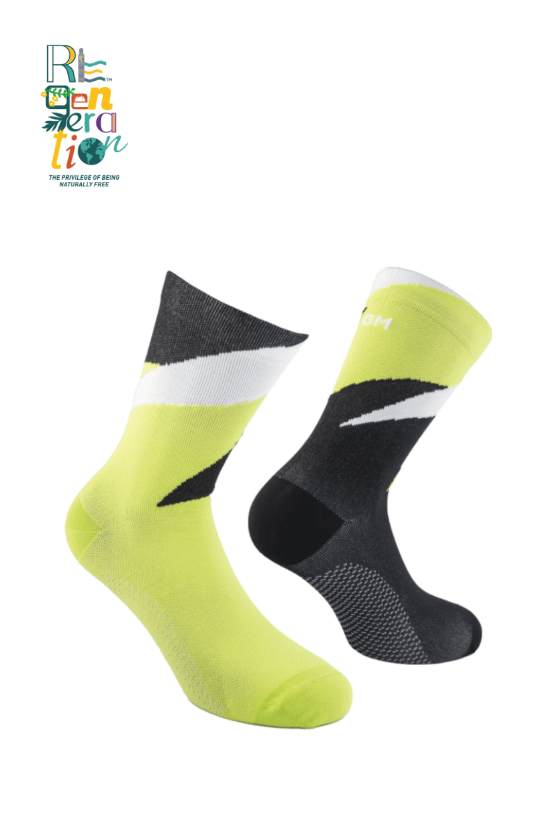 Calze GM FLASH, verde fluo e nero, uomo running, hiking, corsa, bici, cammini