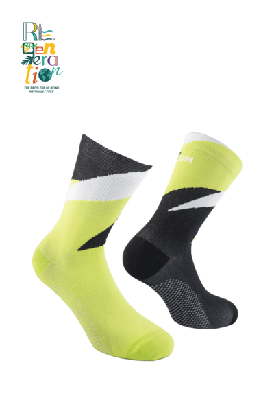 Calze GM FLASH, verde fluo e nero, uomo running, hiking, corsa, bici, cammini